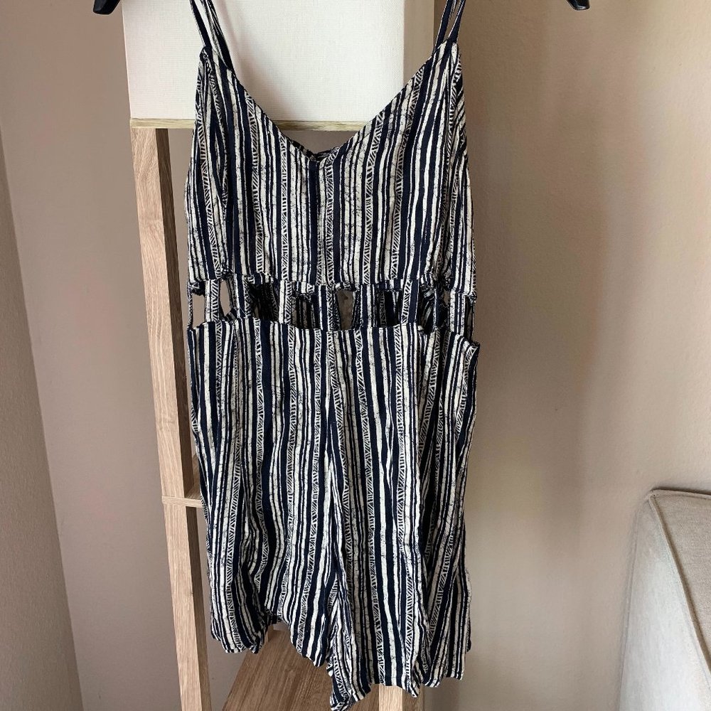 RVCA | Black and white striped cutout romper